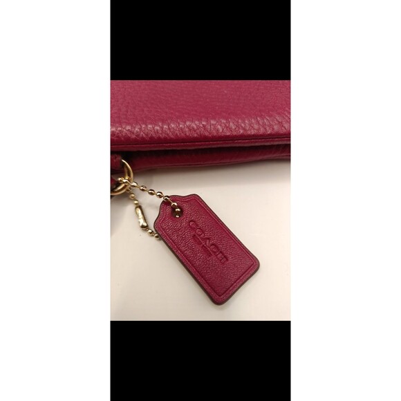 Coach Red Pebbled Leather Double Corner Zip Wristlet Clutch Wallet With Tag - Picture 5 of 16